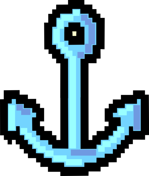 Vector Illustration of Pixelated Bitmap Boat Anchor