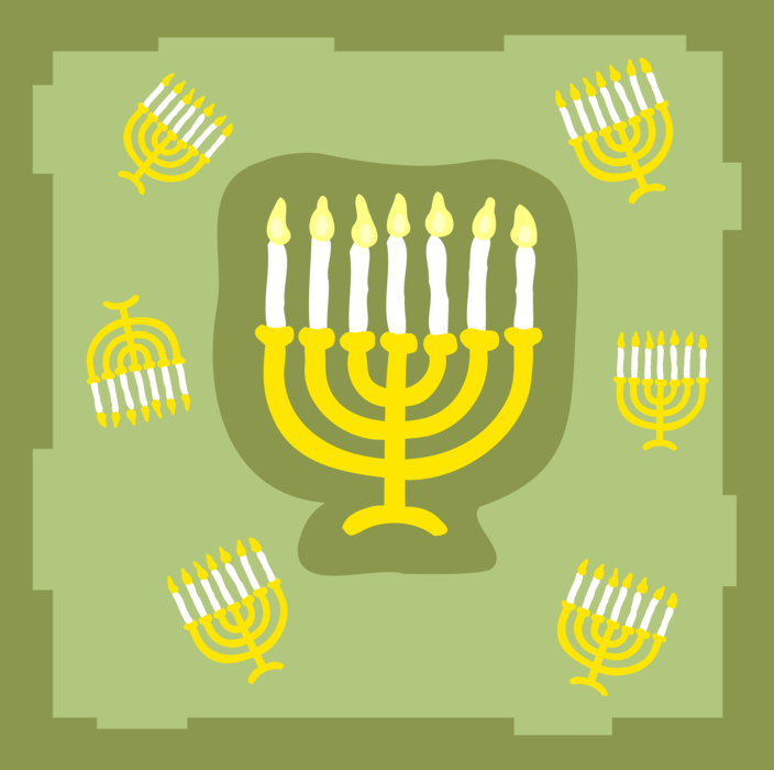 Vector Illustration of Menorah Lampstand Seven-Branched Candle Candelabras