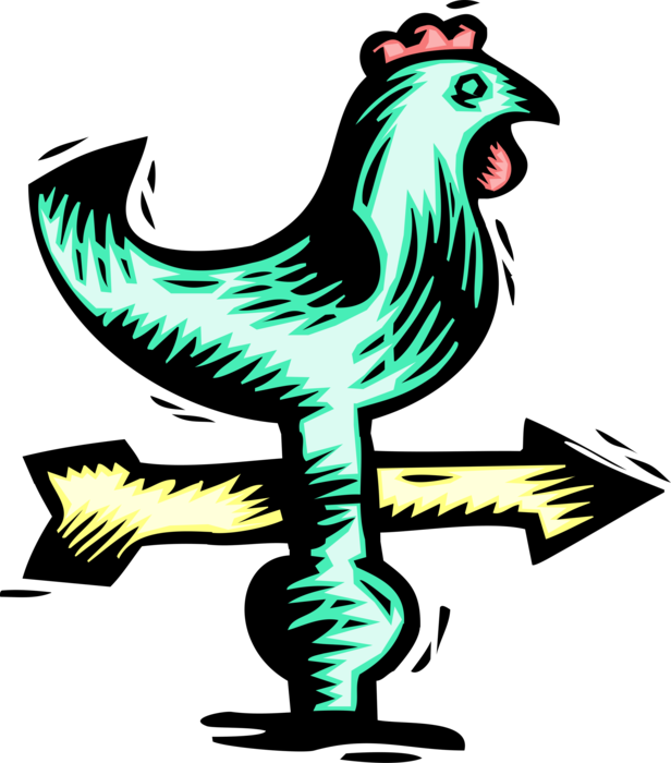 Vector Illustration of Male Chicken Rooster or Cockerel Weather Vane or Weathercock