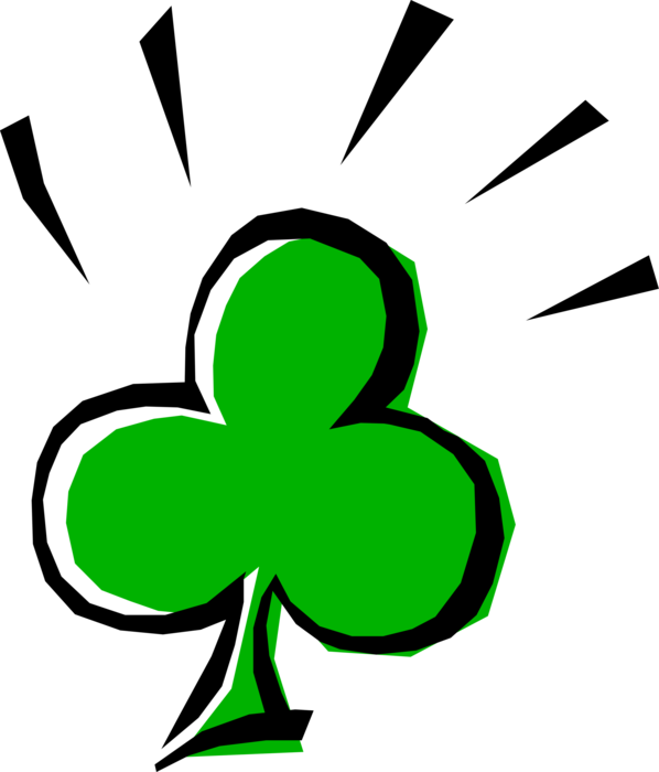 Vector Illustration of Card Games Playing Card Clubs Shamrock Symbol