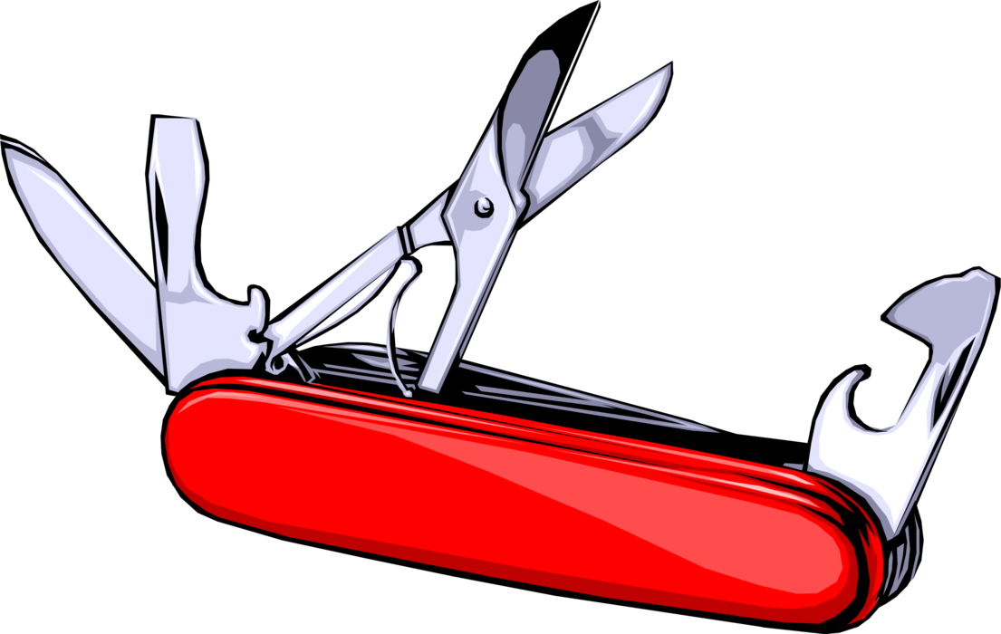 Vector Illustration of Multi-Tool Jackknife Utility Swiss Army Knife