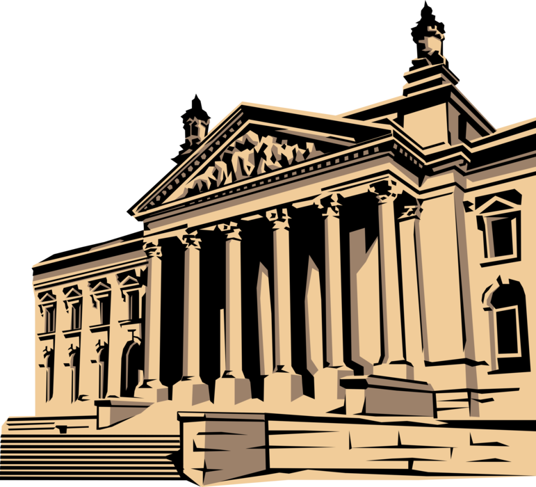 Vector Illustration of Reichstag German Parliament Building Entrance, Berlin, Germany