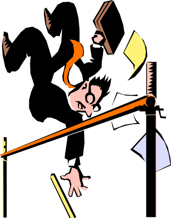 Vector Illustration of Businessman Track & Field Pole Vaulter Vaults in Competition