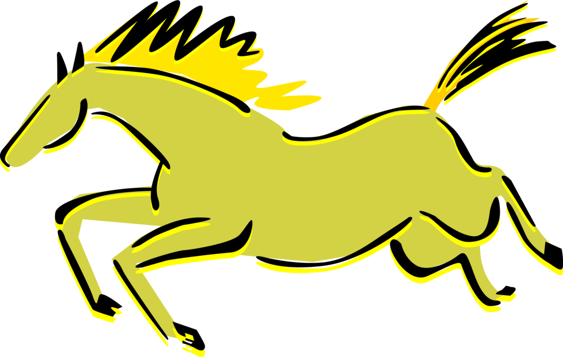 Vector Illustration of Quadruped Equine Horse Cave Drawing