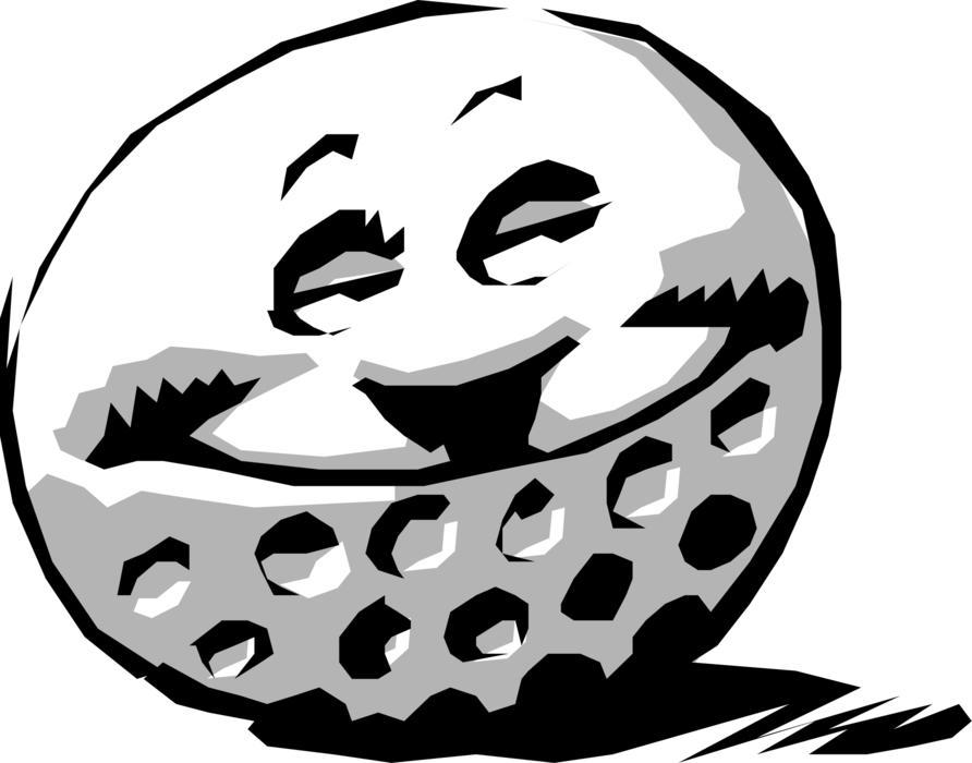 Vector Illustration of Anthropomorphic Happy Golf Ball Says "Go Ahead, Take Swing"