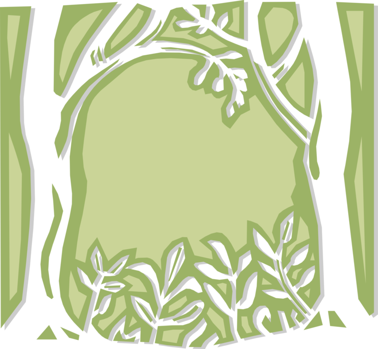 Vector Illustration of Arboreal Forest Deciduous Trees