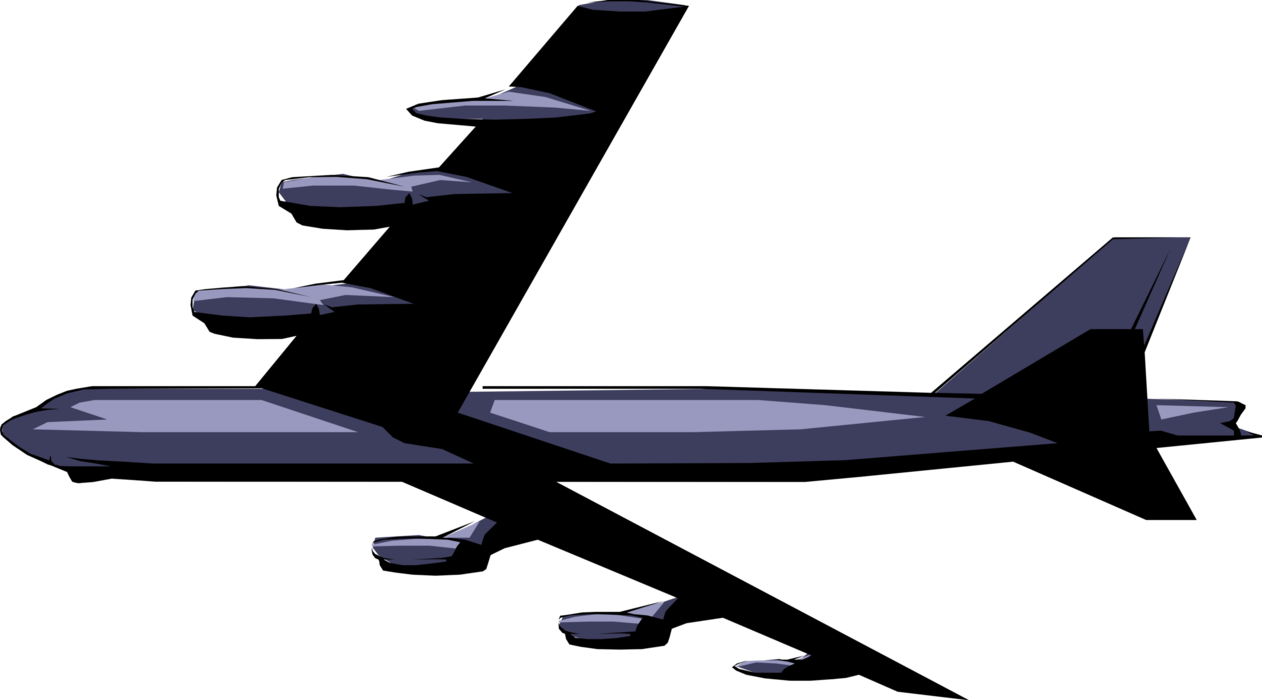 Vector Illustration of United States Air Force Boeing B-52 Stratofortress Subsonic, Jet-Powered Strategic Bomber