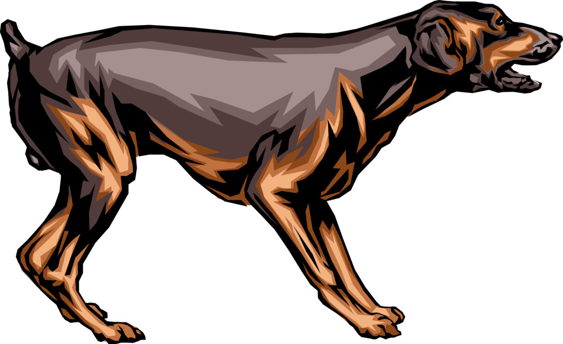 Vector Illustration of Family Pet Guard Dog in Aggressive Posture