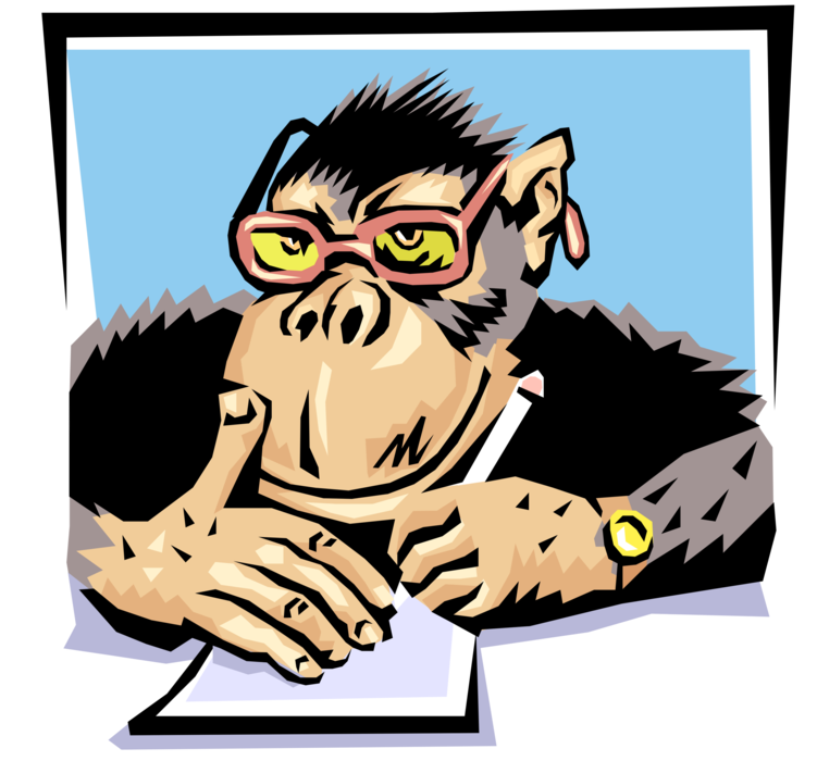 Vector Illustration of Chimpanzee Primate Monkey Executive Boss Manager Running the Zoo
