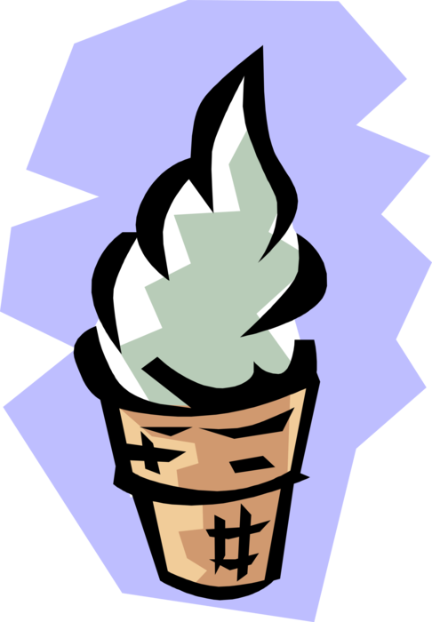 Vector Illustration of Soft Ice Cream Cone Frozen Dessert Snack