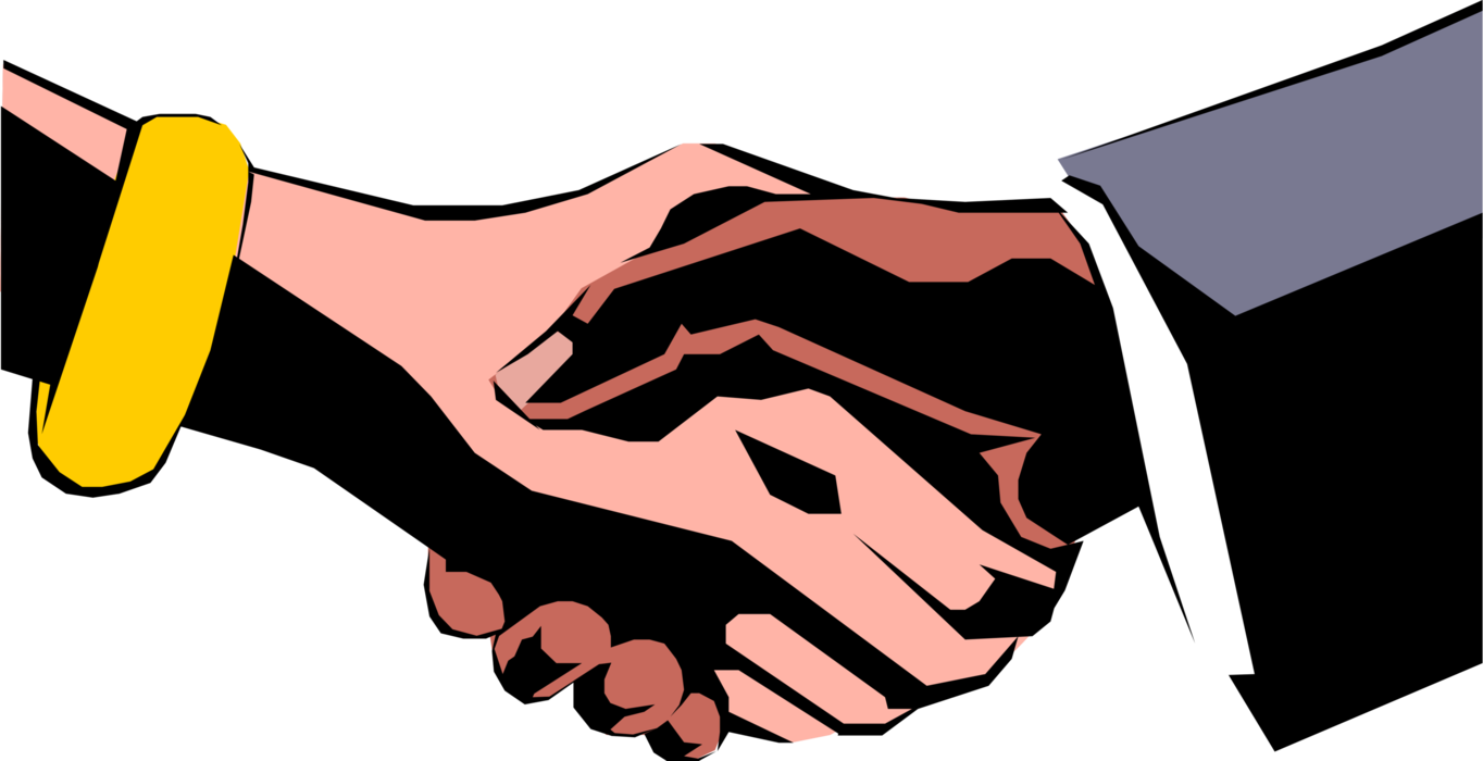 Vector Illustration of African American Male and Female Hands Shaking