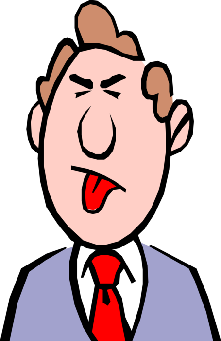 Vector Illustration of Very Disagreeable Executive's Facial Expression Sticking Tongue Out