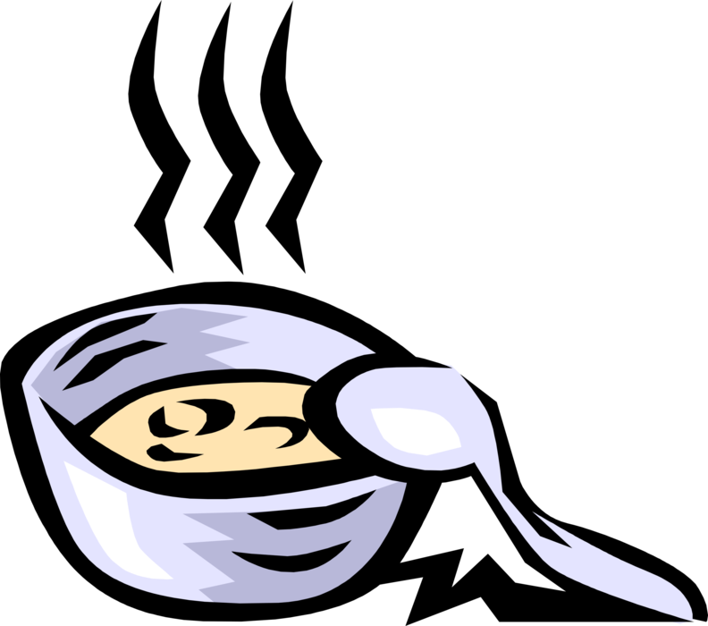 Vector Illustration of Hot Bowl of Soup with Spoon