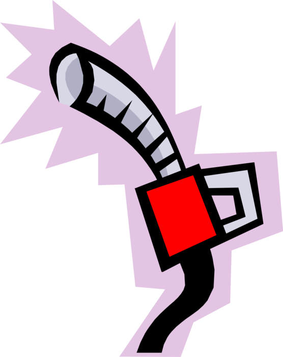 Vector Illustration of Fossil Fuel Petroleum Gas Service Station Gasoline Hose and Nozzle