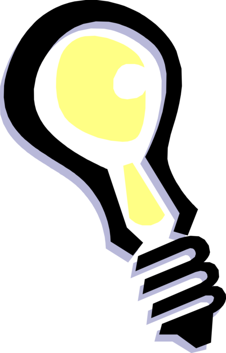 Vector Illustration of Electric Light Bulb Symbol of Invention, Innovation, Inspiration and Good Ideas