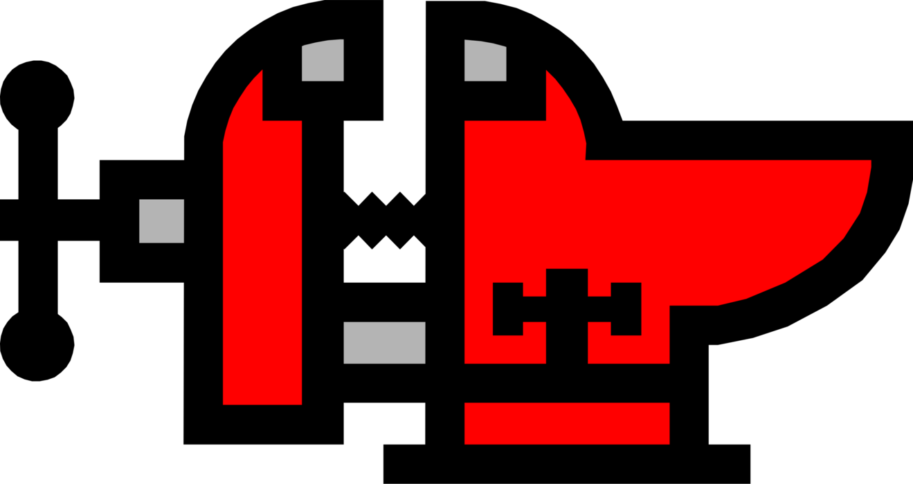 Vector Illustration of Workbench Vise or Vice with Two Parallel Jaws Secure Objects