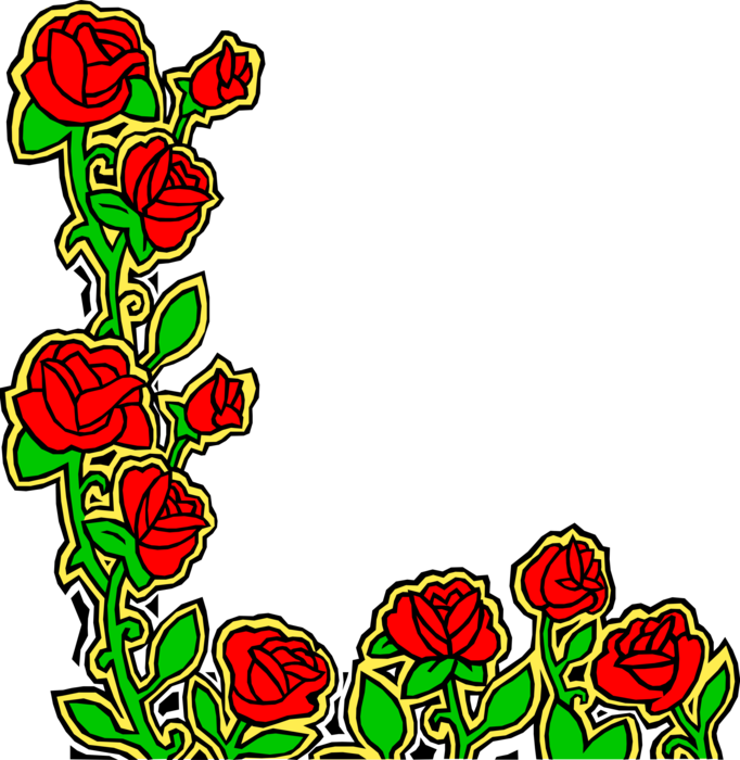 Vector Illustration of Red Rose Garden Flowers Design