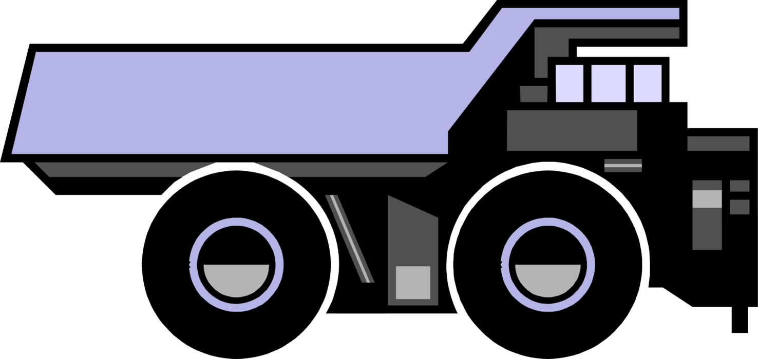 Vector Illustration of Heavy Machinery Construction Equipment Dump Truck Transports Loose Material