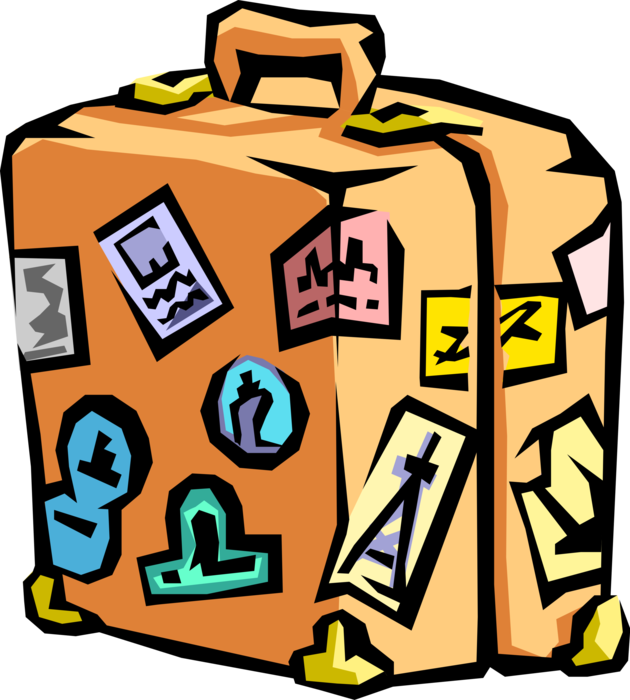 Vector Illustration of Traveler's Baggage or Luggage Suitcase