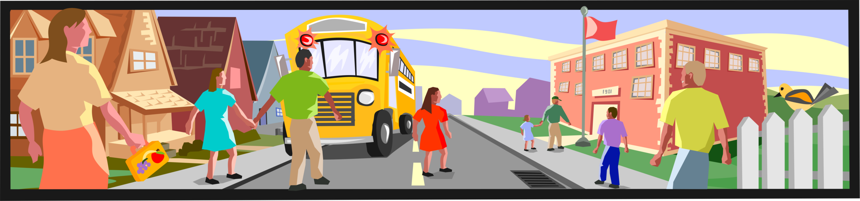 Vector Illustration of Schoolbus or School Bus used for Student Transport To and From School