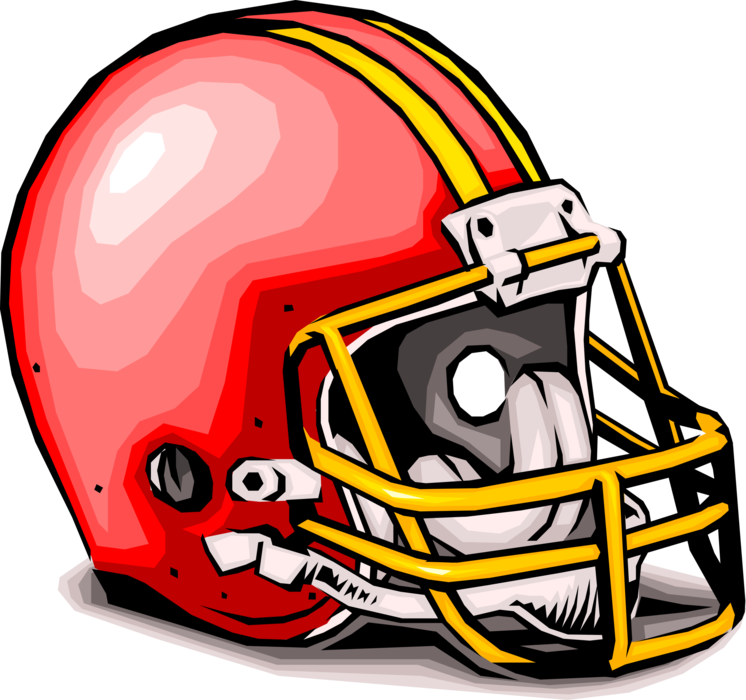 Vector Illustration of Sport of Football Helmet Protects Player's Head from Injury