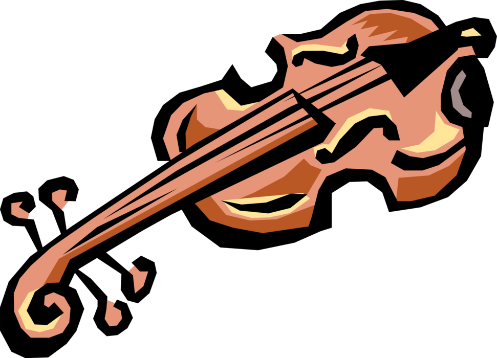 Vector Illustration of Fiddle Violin Stringed Musical Instrument