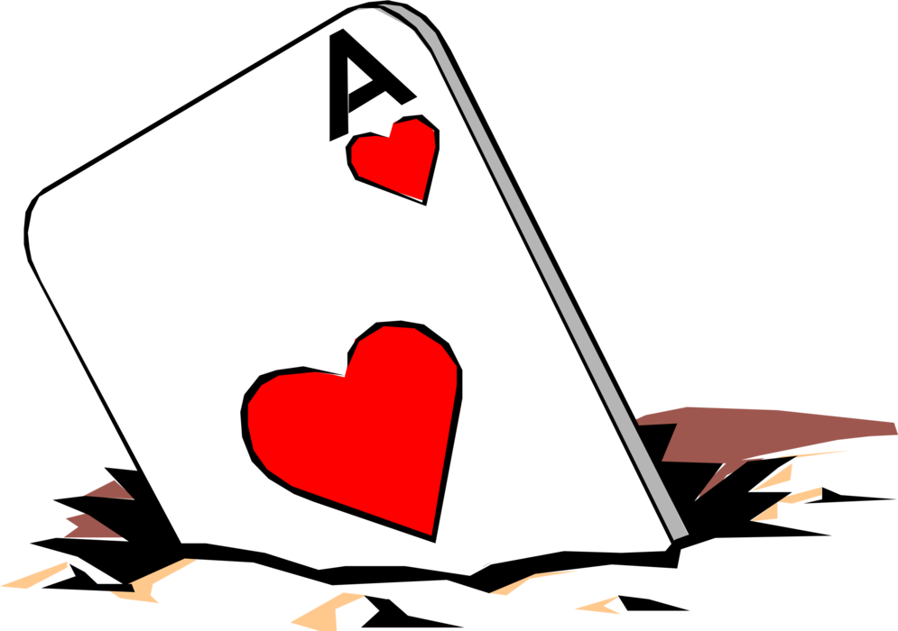 Vector Illustration of Playing Cards Ace-In-The-Hole Idiom