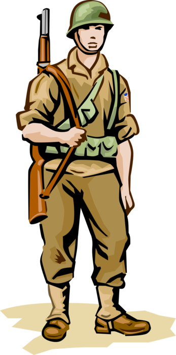 Vector Illustration of Second World War United States Infantry Soldier