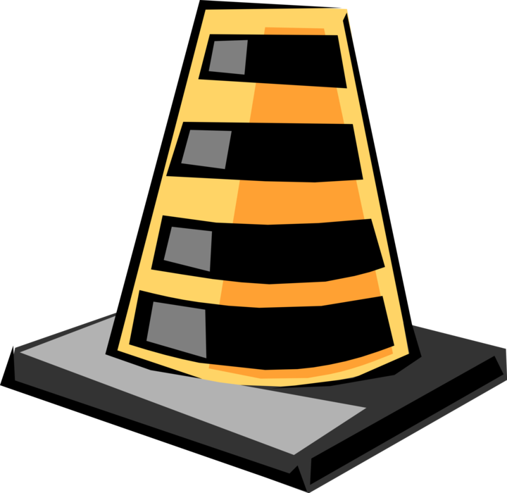 Vector Illustration of Highway Traffic Cone Road Marker Indicates Construction Zone