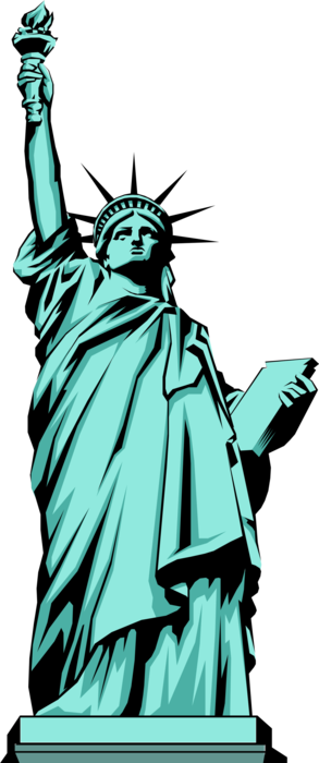 Vector Illustration of Statue of Liberty Colossal Neoclassical Sculpture on Liberty Island, New York City