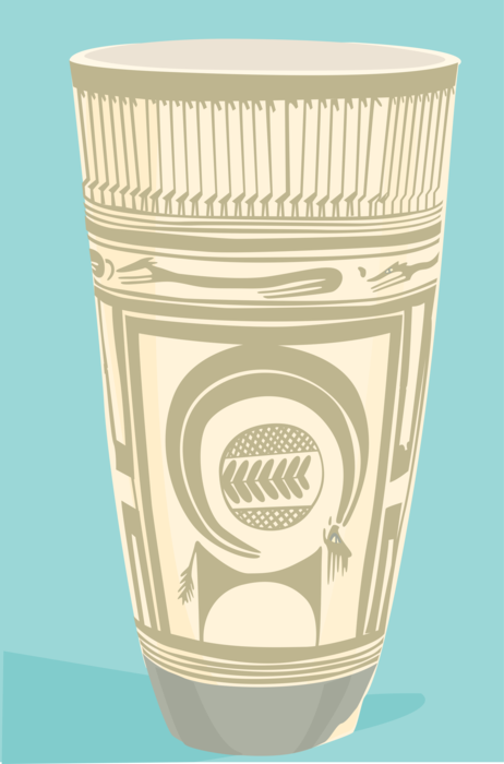 Vector Illustration of Ancient Egypt Decorated Pottery Vase