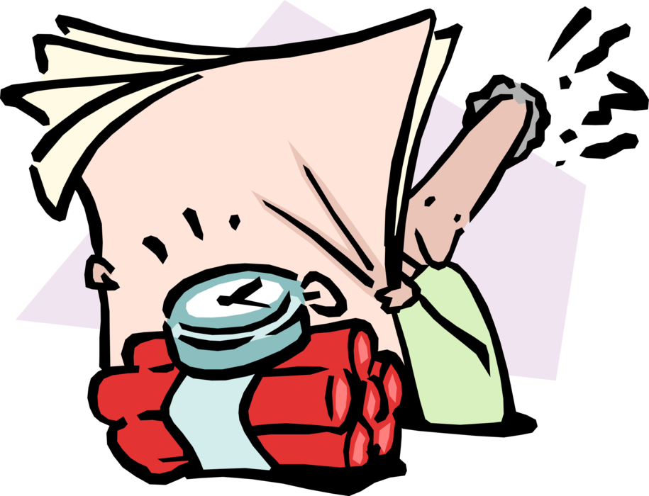 Vector Illustration of Businessman Running Out of Time with Explosive TNT Dynamite Deadline
