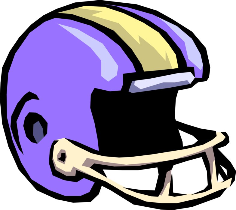 Vector Illustration of Sport of Football Helmet Protects Player's Head from Injury