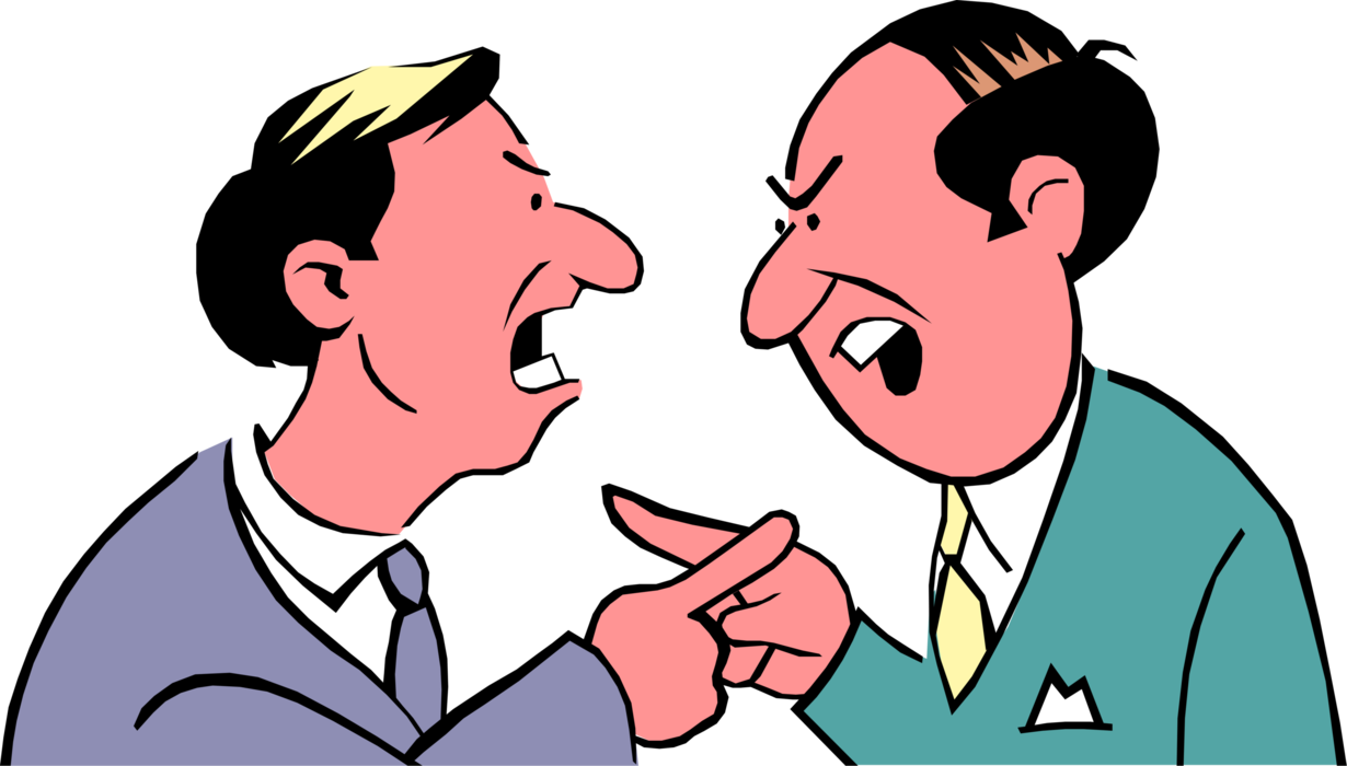 Vector Illustration of Heated Argument Between Two Men Who Are Both Wrong
