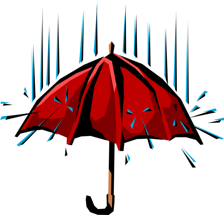 Vector Illustration of Umbrella or Parasol Provides Protection from Inclement Weather Rain or Bright Sunlight