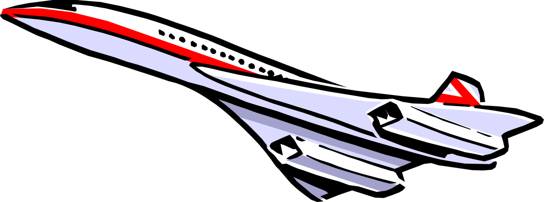Vector Illustration of Concorde Turbojet-Powered Supersonic Passenger Jet Taking Off