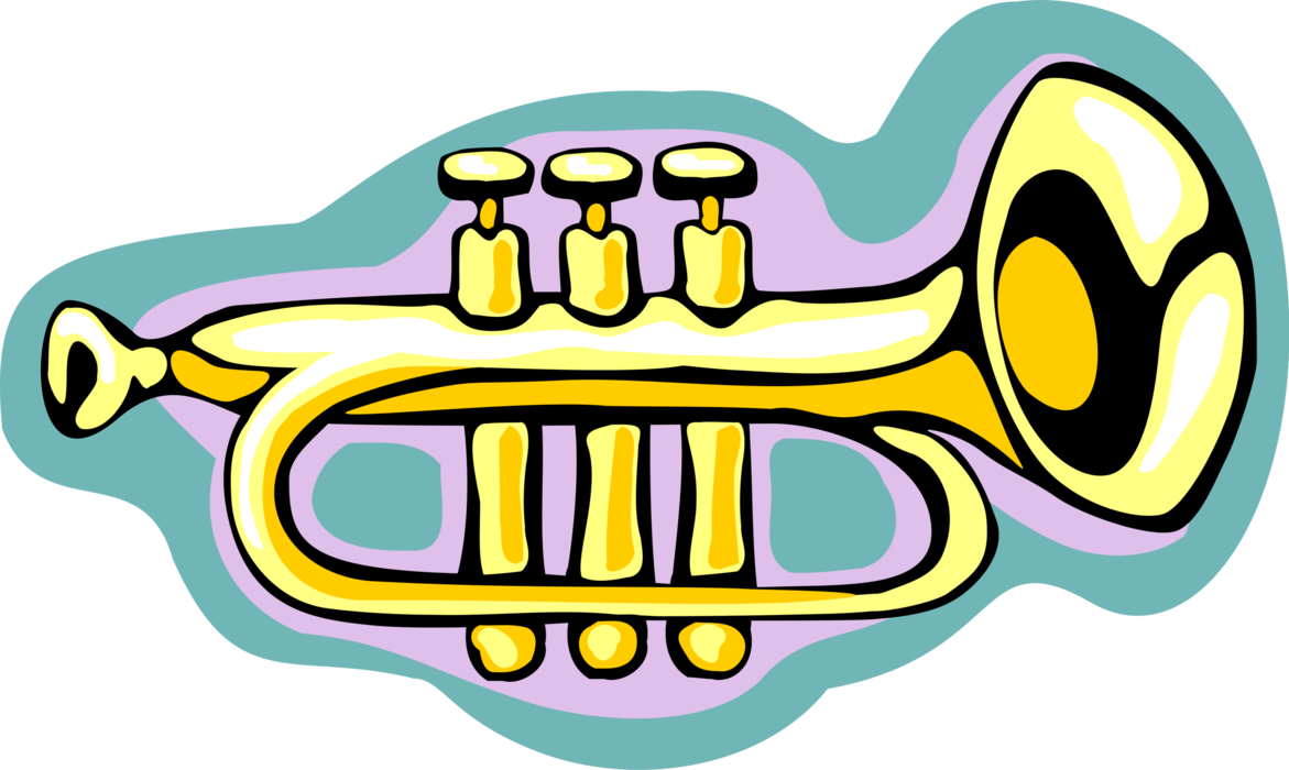 Vector Illustration of Trumpet Horn Brass Musical Instrument used in Classical and Jazz Ensembles