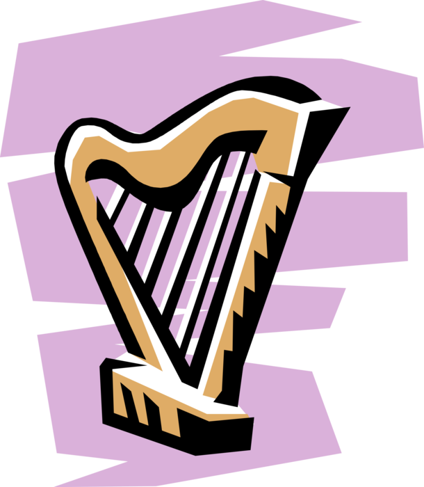 Vector Illustration of Harp Stringed Musical Instrument