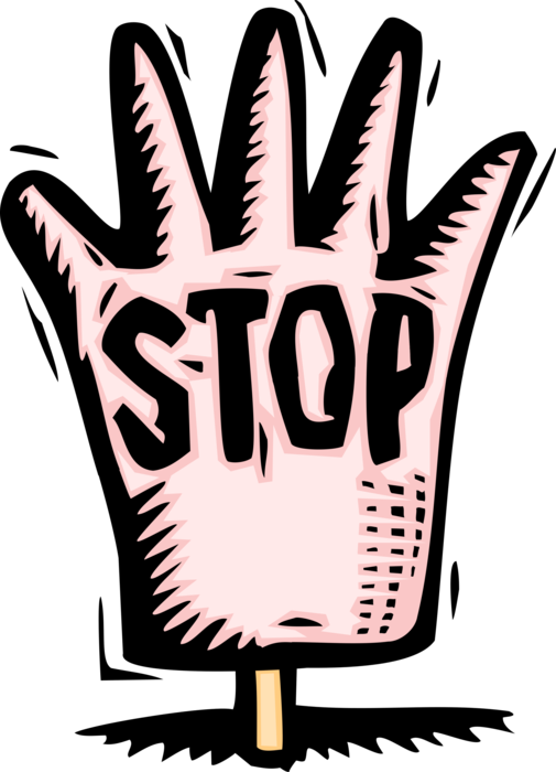 Vector Illustration of Cautionary Hand Says Stop