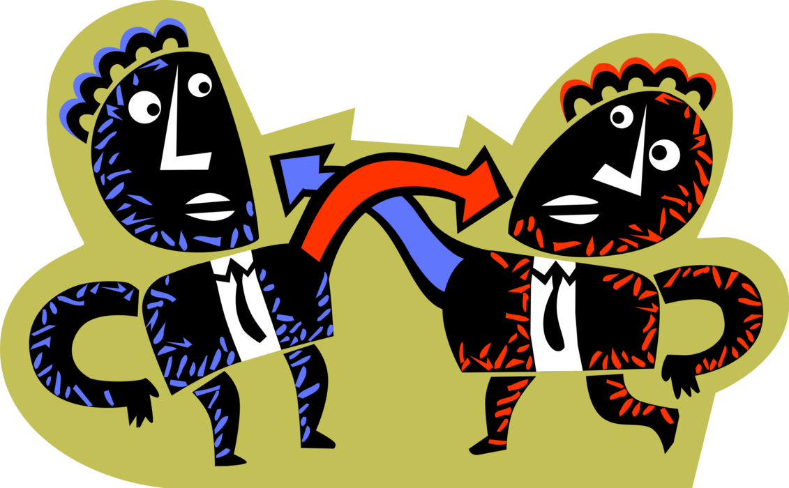 Vector Illustration of Businessmen Pointing at Each Other