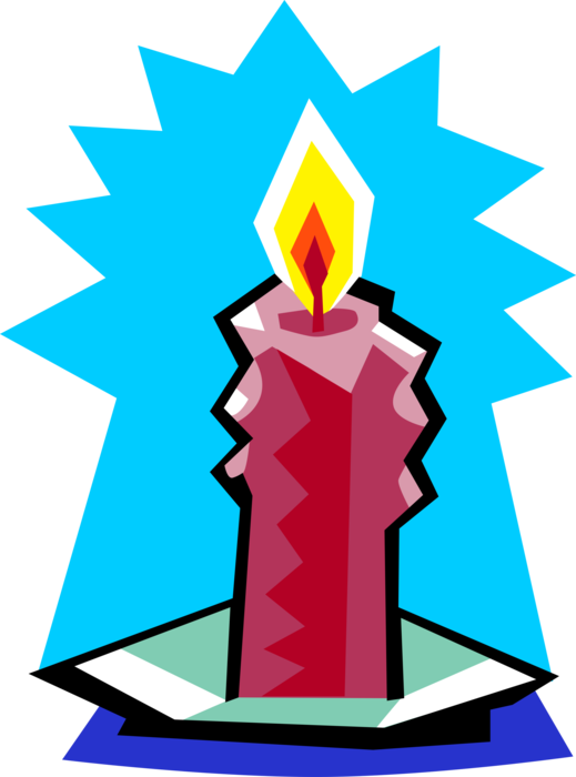 Vector Illustration of Candle Ignitable Wick Embedded in Wax with Burning Flame