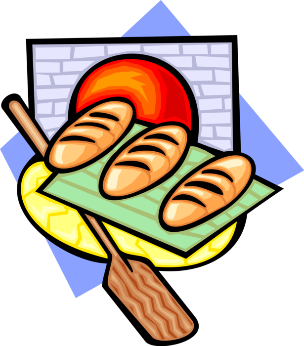 Vector Illustration of Fresh Baked Loaves of Bread Cooked in Wood Fired Oven