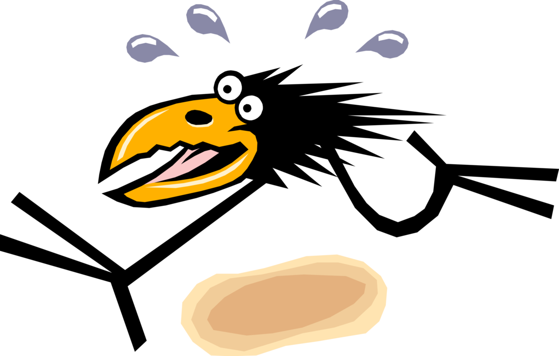 Vector Illustration of Crow Bird Runs Away in Panic