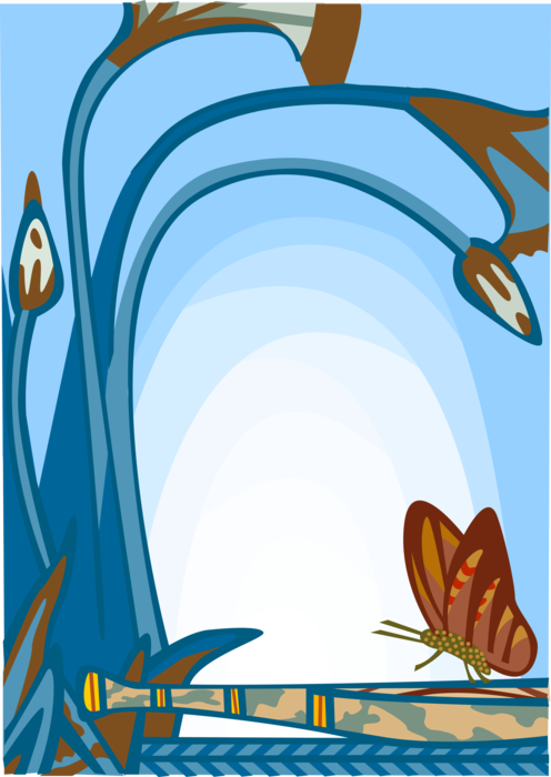 Vector Illustration of Butterfly Winged Insect Frame Border