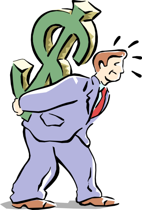 Vector Illustration of Businessman Works Hard at Making Money