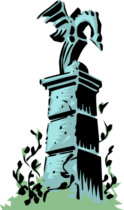 Vector Illustration of Haunted House Gatepost