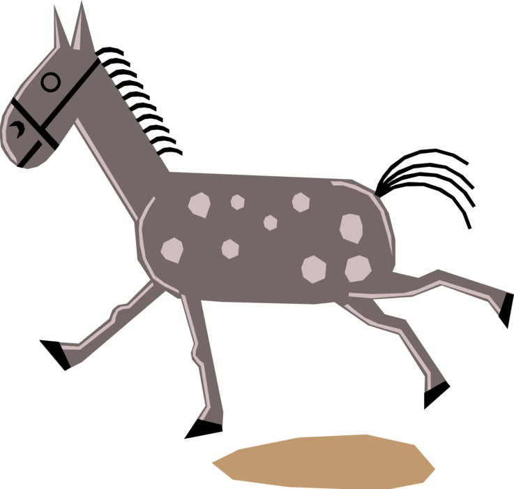 Vector Illustration of Farm Agriculture Livestock Animal Solid-hoofed, Quadruped Horse