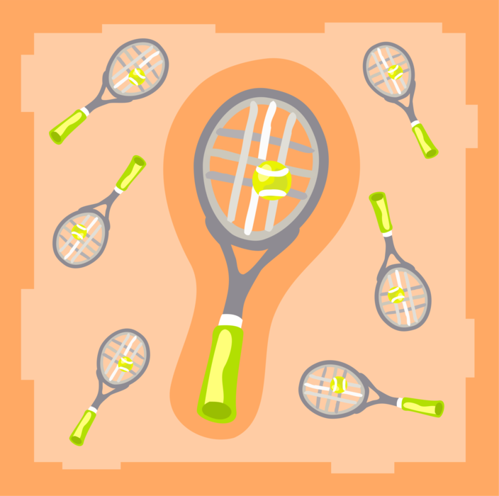Vector Illustration of Sport of Tennis Racket or Racquets with Balls