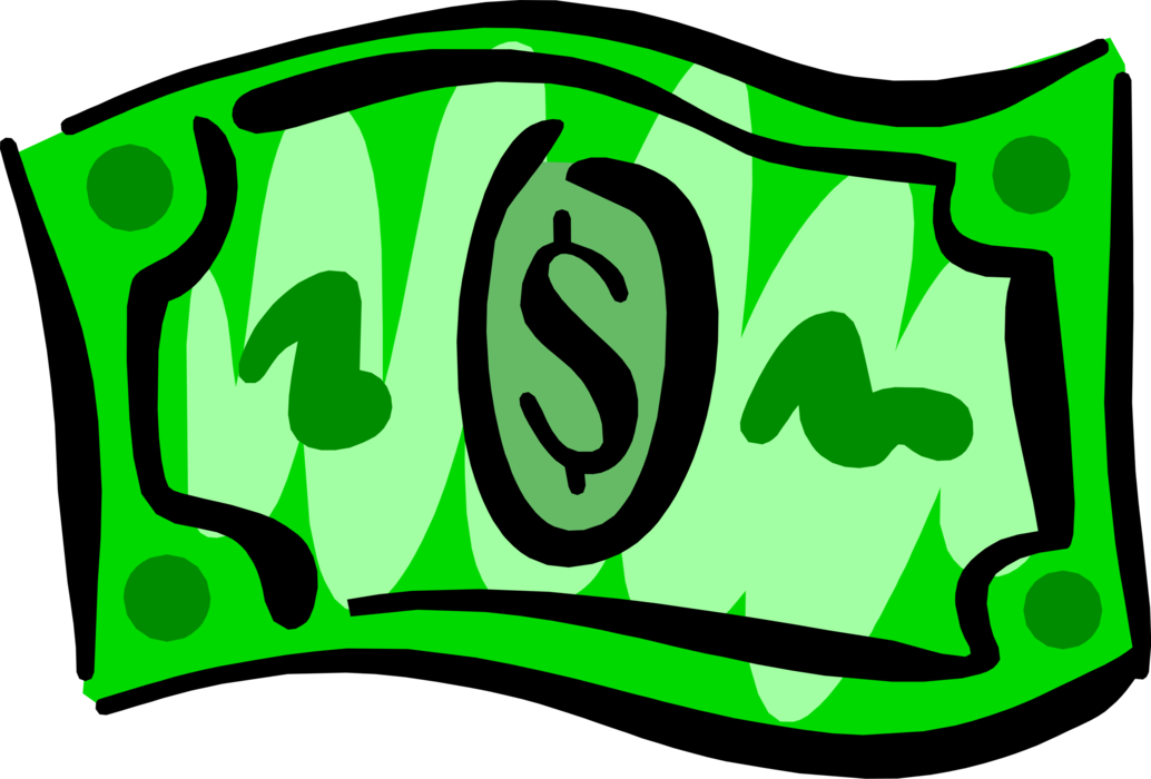 Vector Illustration of Money Cash Dollar Currency Banknotes and Coins as Medium of Exchange