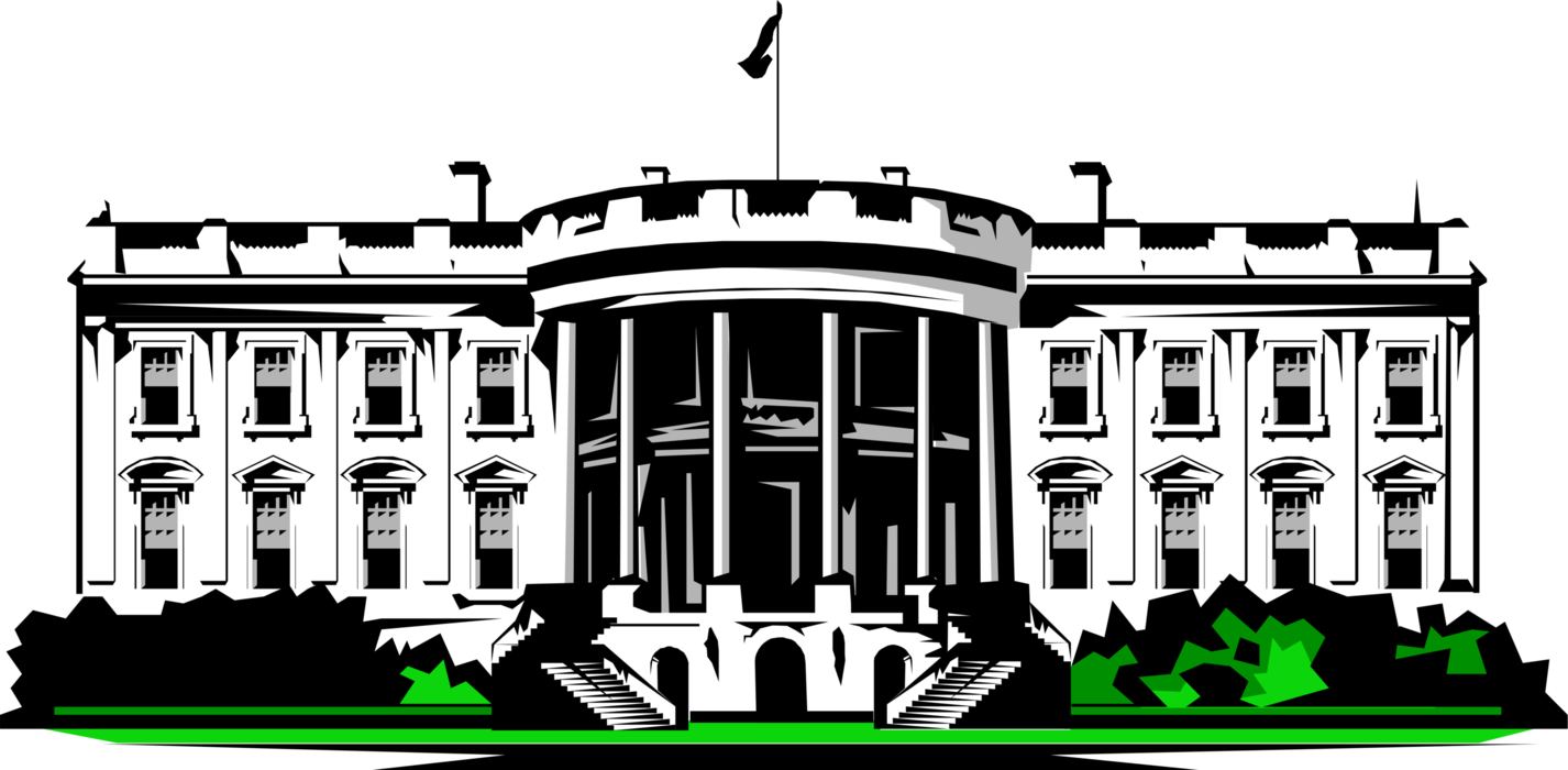 Vector Illustration of The White House, Official Residence of President of the United States, Washington, D.C.